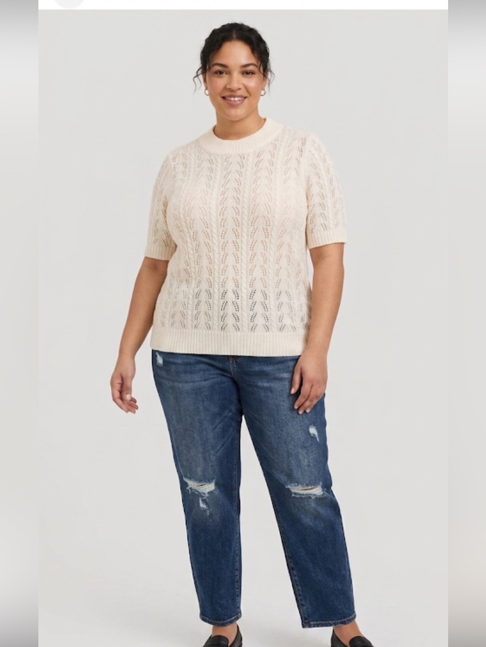 Torrid Cream Short-Sleeve Knit Sweater - NWT